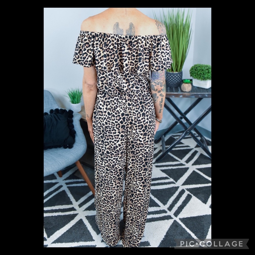 Plus size leopard jumpsuit